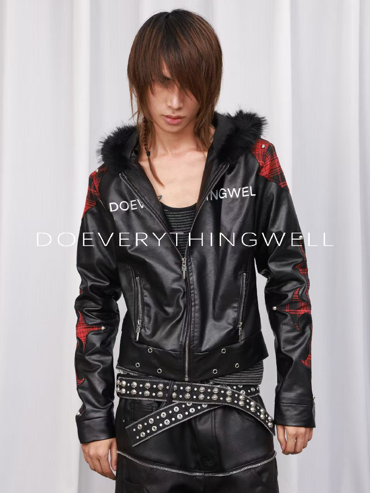 Applique Studded Wool Collar Hooded Jacket【s0000019123】