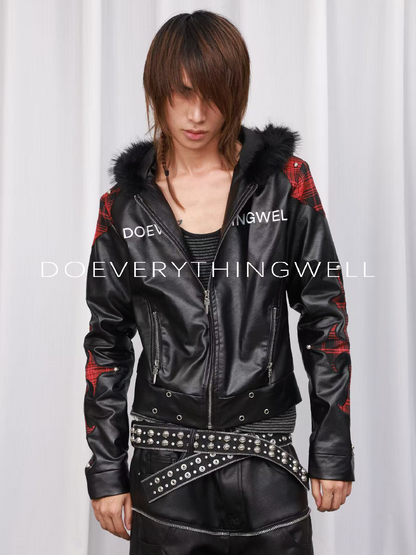 Applique Studded Wool Collar Hooded Jacket【s0000019123】
