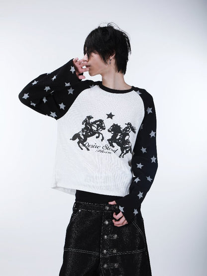 Waffle Star Raglan Long Sleeve T-Shirt【s0000016181】