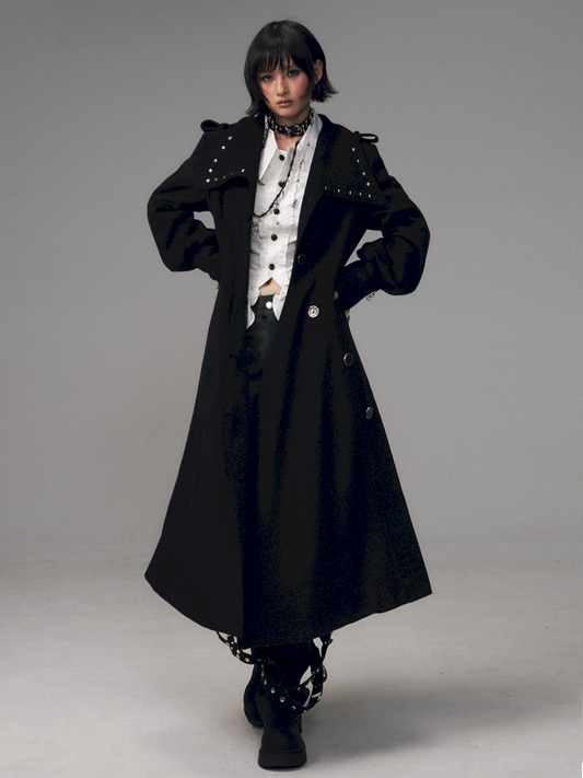 Dark A-Line Temperament Wool Coat【s0000014707】