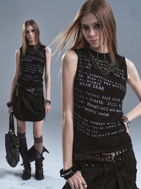 Broken Letter Slim Sleeveless Vest【s0000016899】