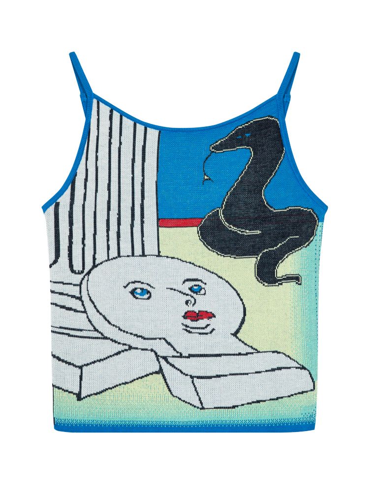 Snake print knitted strapless top【s0000012816】