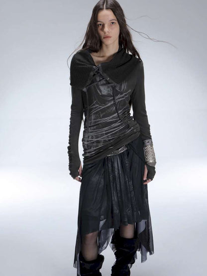 Mysterious Castle Print Mesh Skirt【s0000014716】