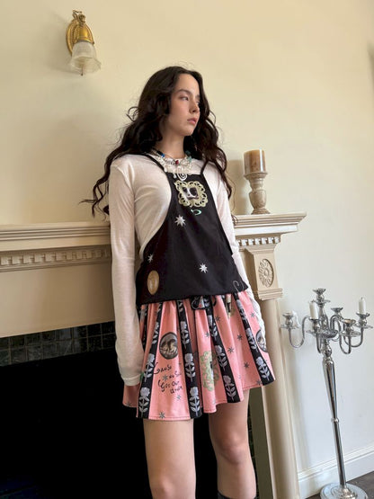 Metallic floral print vintage-inspired skirt【s0000013514】