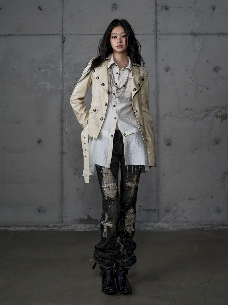 Slim-Fit Short Leather Jacket【s0000013945】