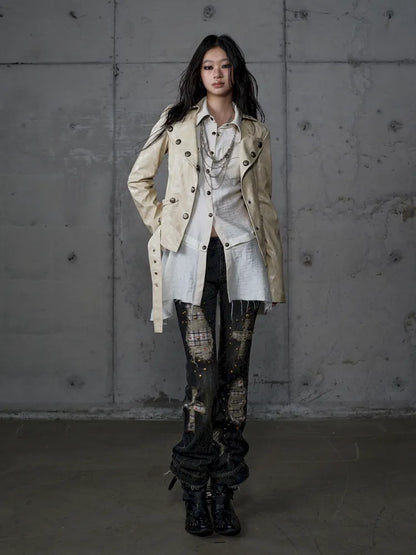 Slim-Fit Short Leather Jacket【s0000013945】