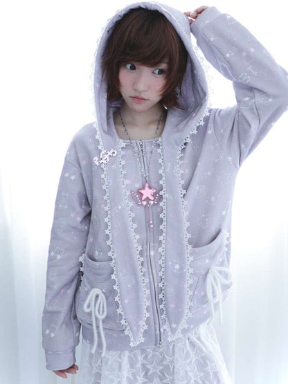 Ghost Horse Gray Rabbit Ear Hooded Sweatshirt【s0000014694】