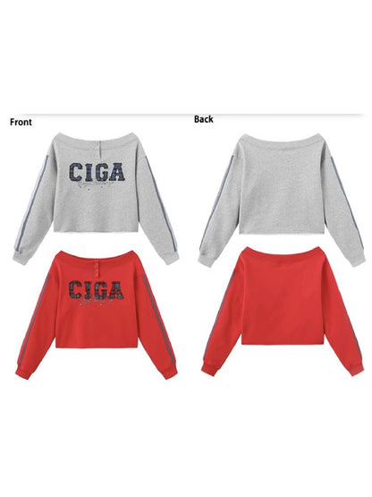 하나의 어깨 슬래시 다중 스웨트 셔츠 [S0000011427]