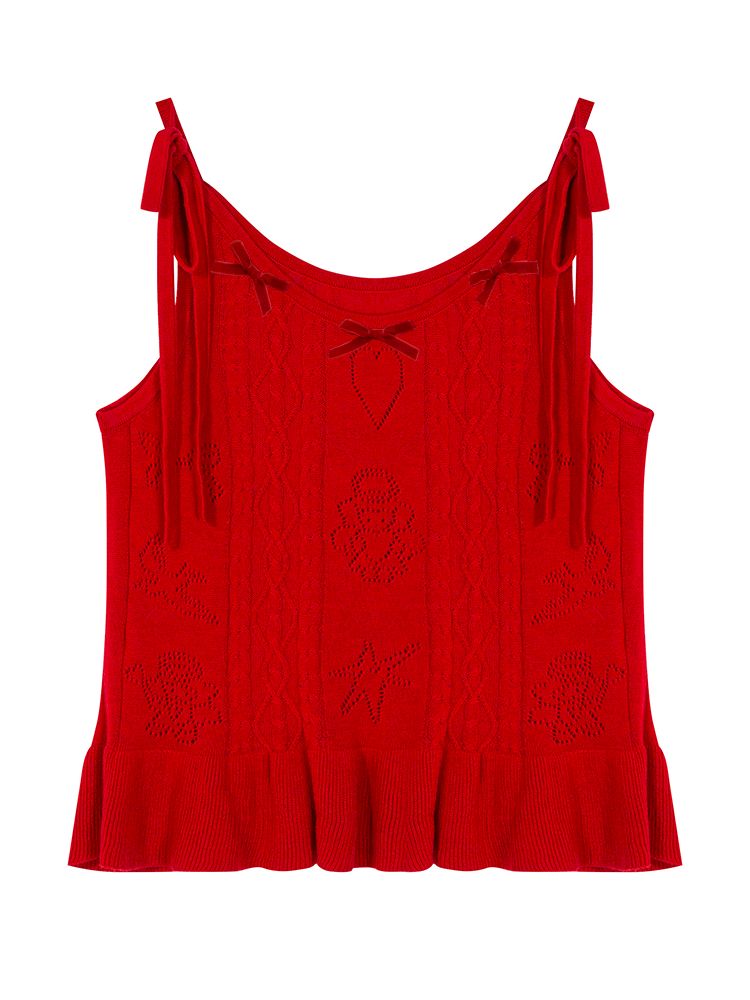 Knit Bow Lace Camisole Top【s0000012356】