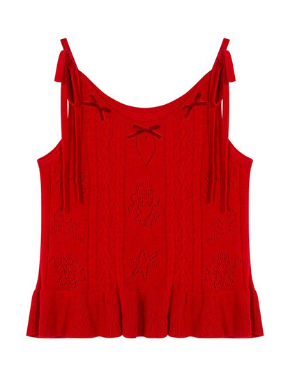 Knit Bow Lace Camisole Top【s0000012356】