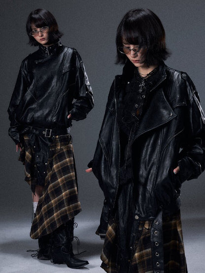 Punk Biker Large Lapel Leather Jacket【s0000018000】