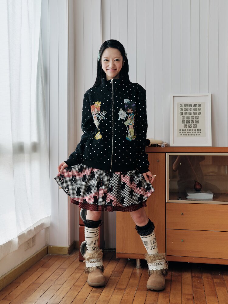 Velvet Polka Dot Fleece Top Collar【s0000018705】