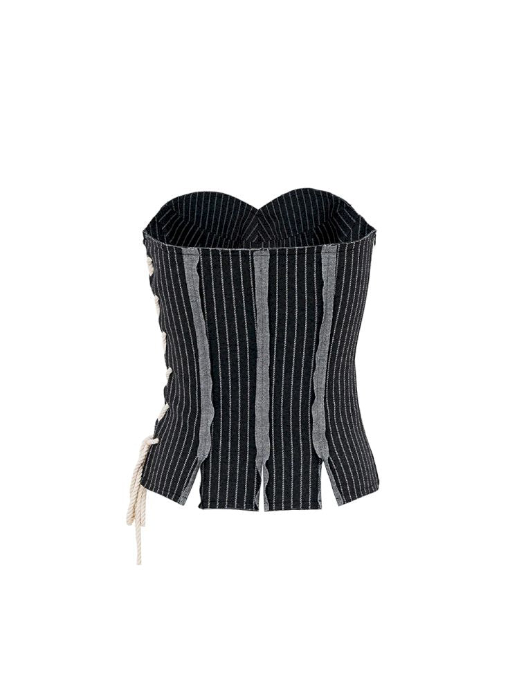 3D design sense drawstring bustier【s0000012467】