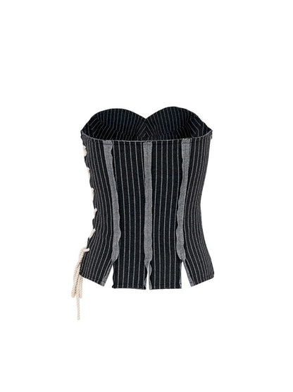 3D design sense drawstring bustier【s0000012467】