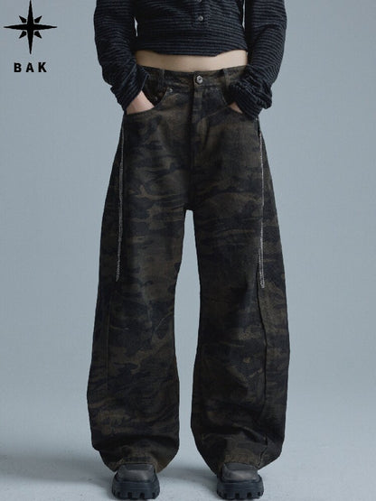 Vintage Distressed Camo Pants【s0000018556】