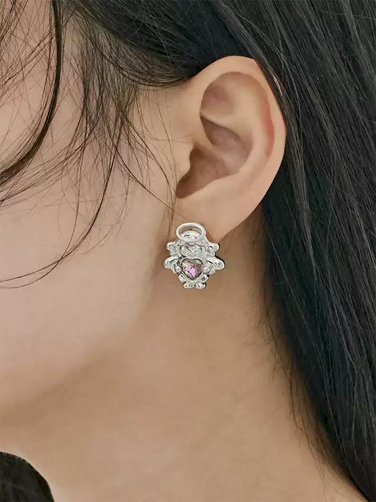 Pink Heart Jewelry Earrings【s0000012349】