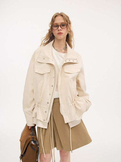 Stand-up Collar Drawstring Hem【s0000015415】