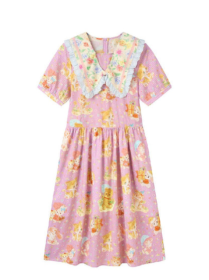 Floral Print Square Neck Cotton Dress【s0000017116】