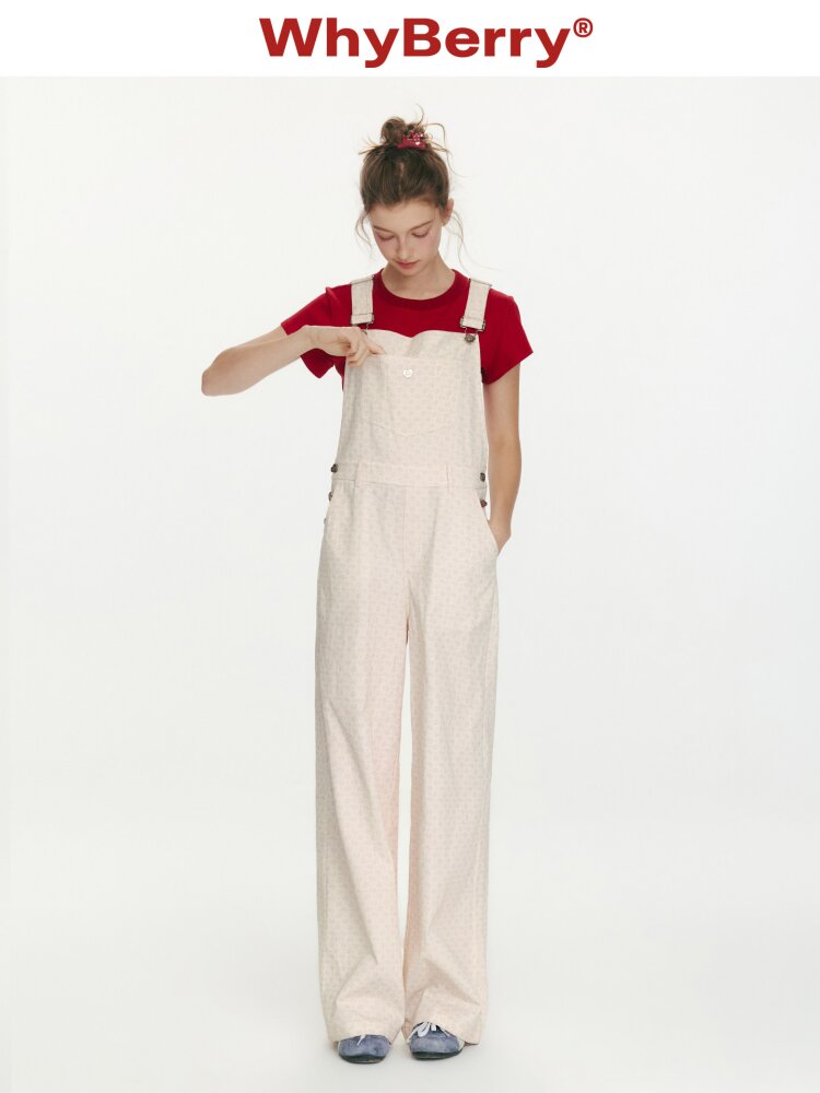 Strawberry Print Denim Bib Pants【s0000015686】