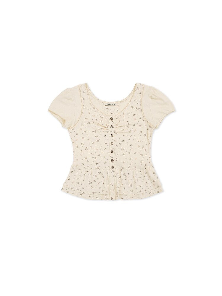 Hand Painted Floral Lace T-Shirt【s0000017920】