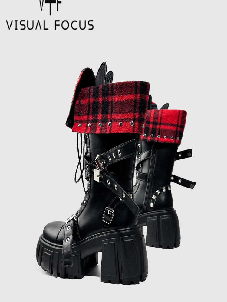Black Punk Samurai Biker Boots【s0000015712】