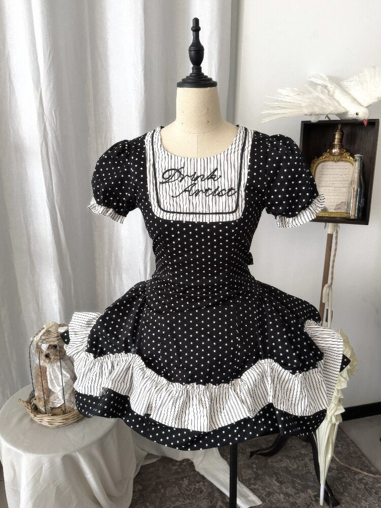 Puff Sleeve Star Polka Dot Dress【s0000016891】