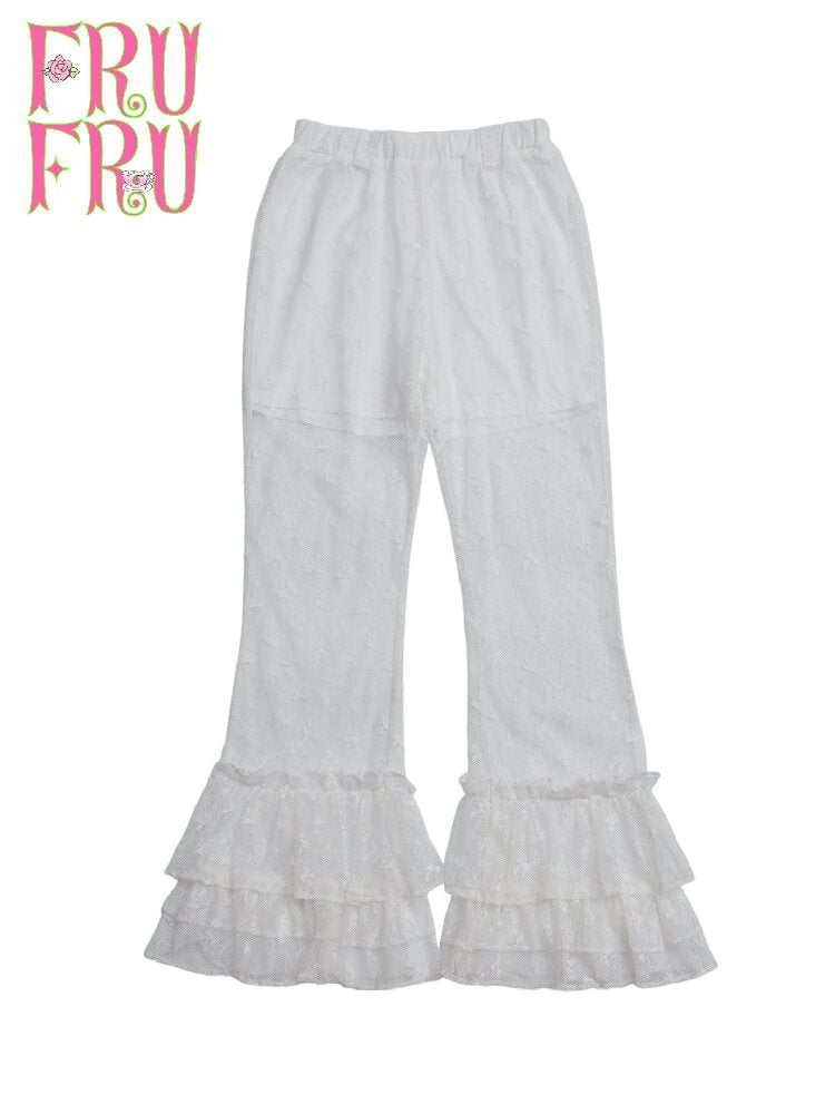 Bow Lace Versatile Flared Pants【s0000017761】