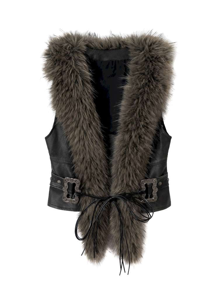 Tie-Front Shearling Vest【s0000014459】