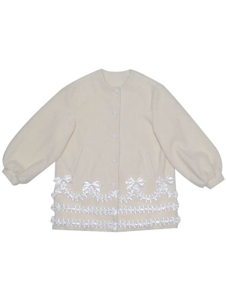 Lace Wool Bubble Sleeve Coat【s0000014532】