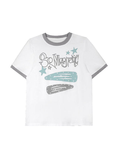 Print Crew Neck Short Sleeve T-Shirt【s0000016646】