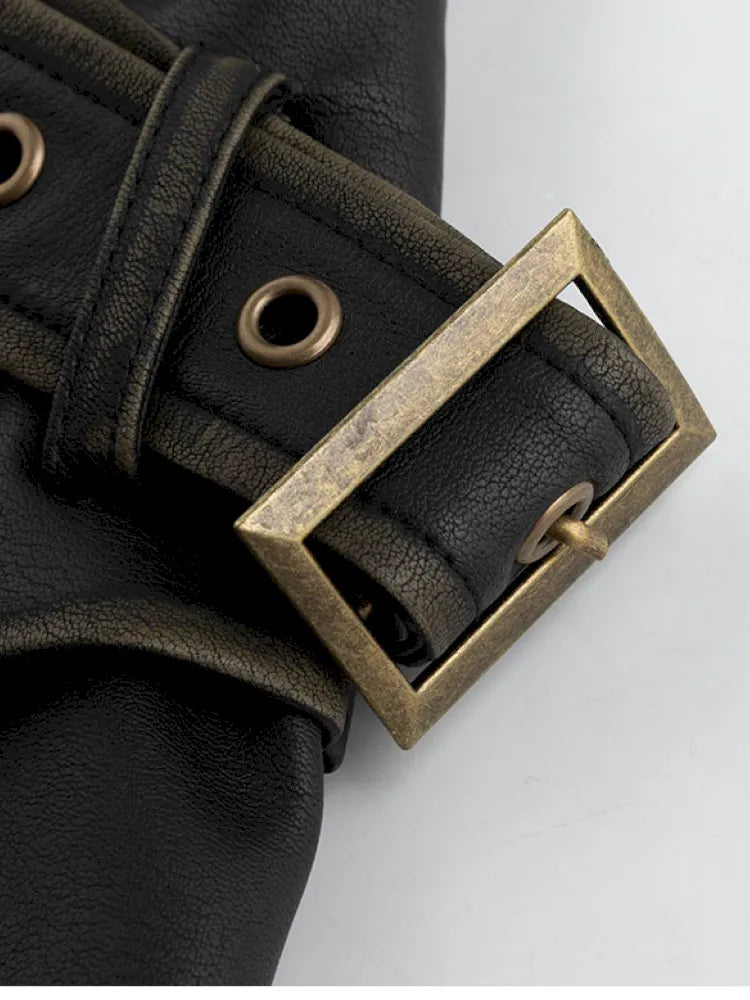 Faded Button Leather Leg Covers【s0000013963】