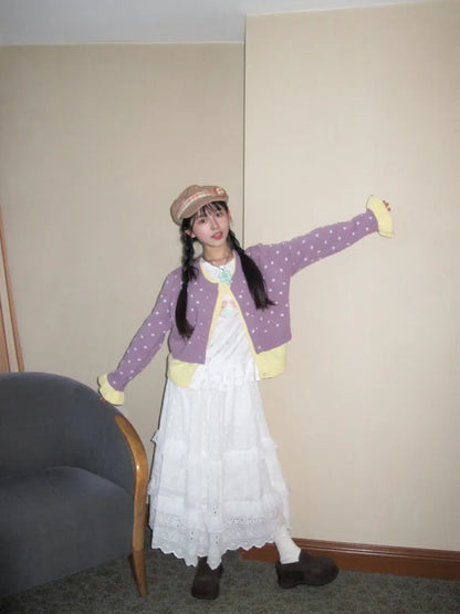 Patchwork Maxi Dress Cake-Style Skirt【s0000014166】