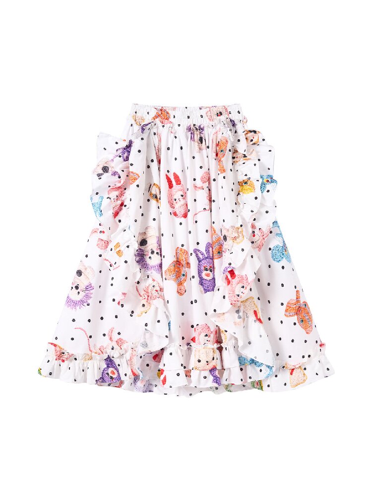 White Polka Dot Lace Cotton Skirt【s0000016195】