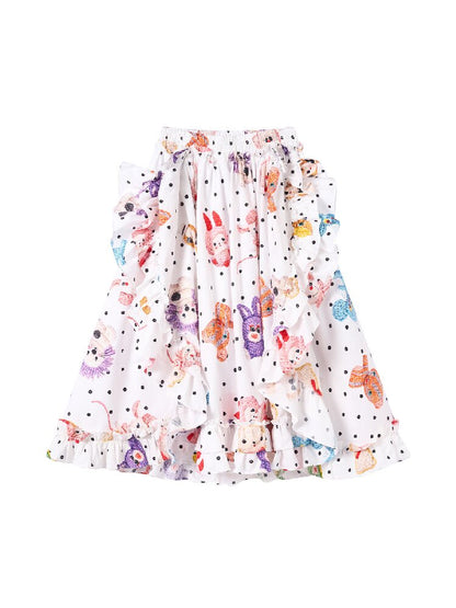 White Polka Dot Lace Cotton Skirt【s0000016195】