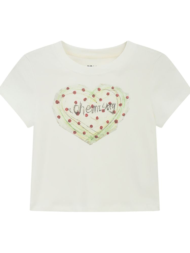 Paper Tape Heart Short-Sleeve T-Shirt【s0000012960】