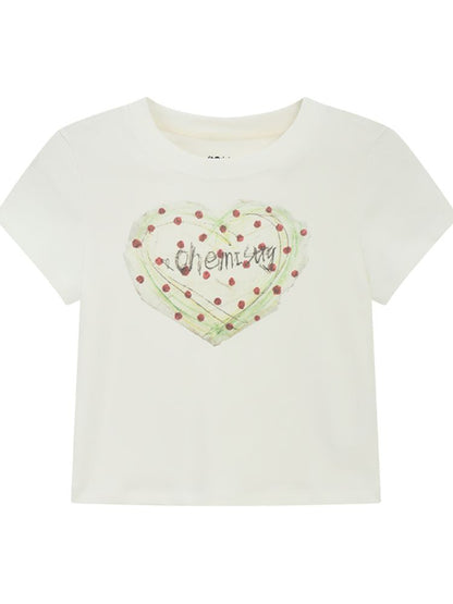 Paper Tape Heart Short-Sleeve T-Shirt【s0000012960】