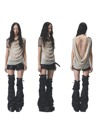 Loose-fitting, reversible printed vest【s0000012679】