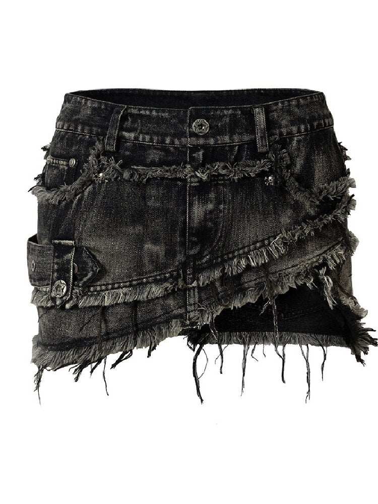 Washed Heavy Work Denim Skirt【s0000017232】