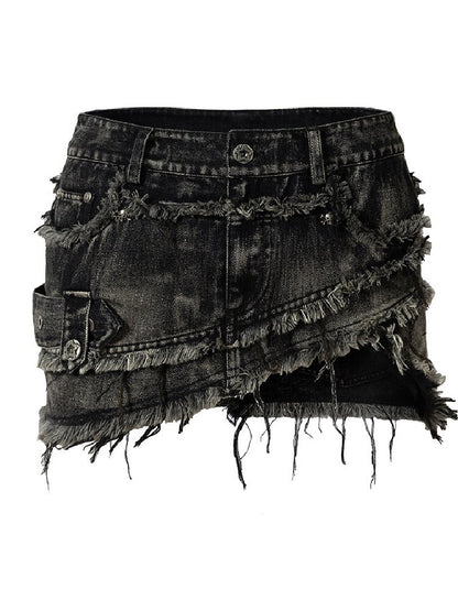 Washed Heavy Work Denim Skirt【s0000017232】