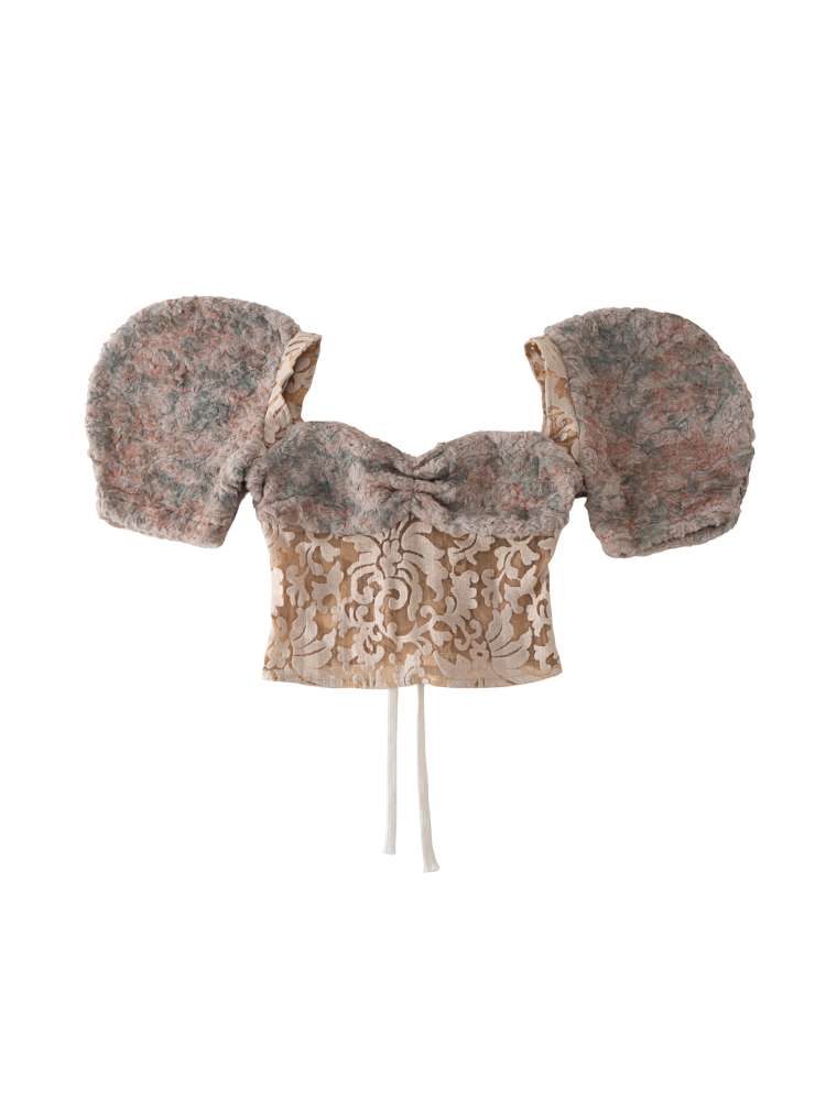 Patchwork Sheer Bud Strap Court Top【s0000015145】