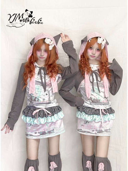 Rabbit Ear Hooded Polka Dot Top【s0000015203】