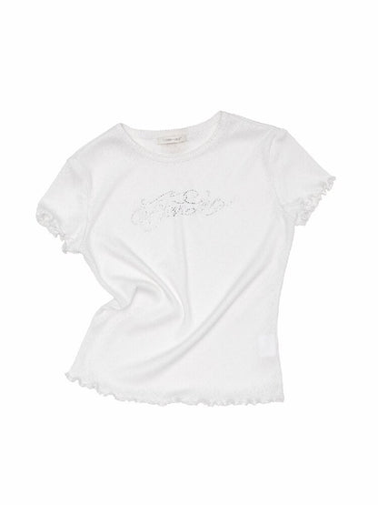 Diamond Lace Slim Short Sleeve T-Shirt【s0000016909】