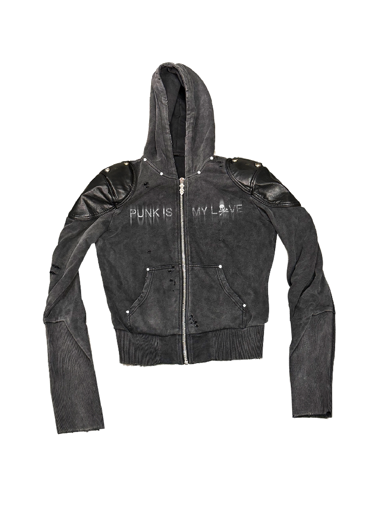 Red Star Skull Leather Hoodie Jacket【s0000018341】