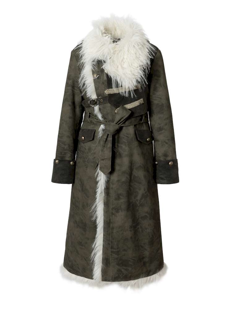 Modern Knight Fur Long Trench Coat【s0000014924】