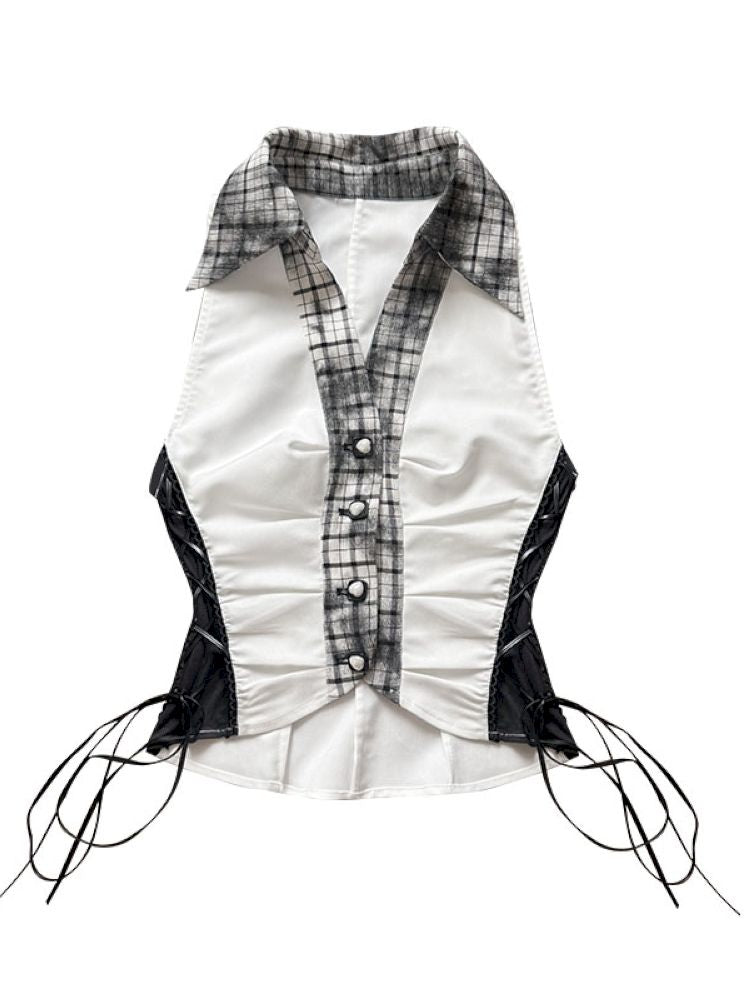 Plaid model splicing shirt【s0000012374】