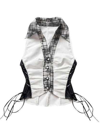 Plaid model splicing shirt【s0000012374】