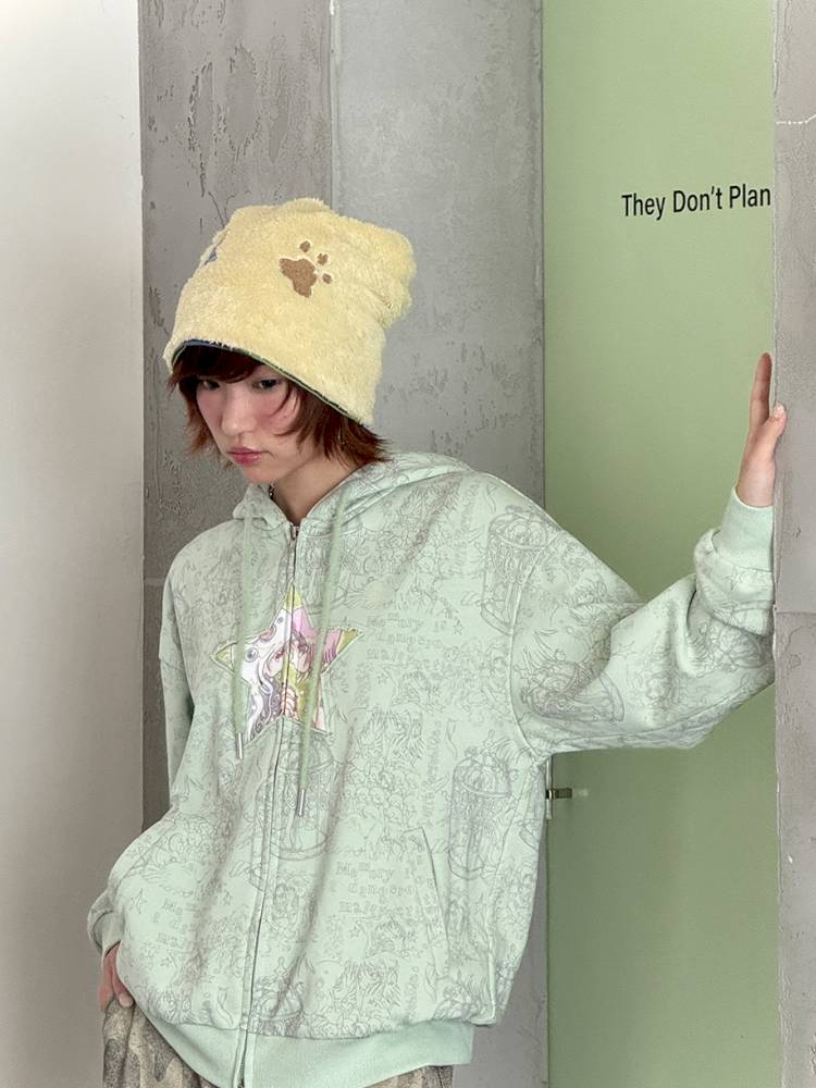 Star-Print Hooded Sweatshirt【s0000014437】