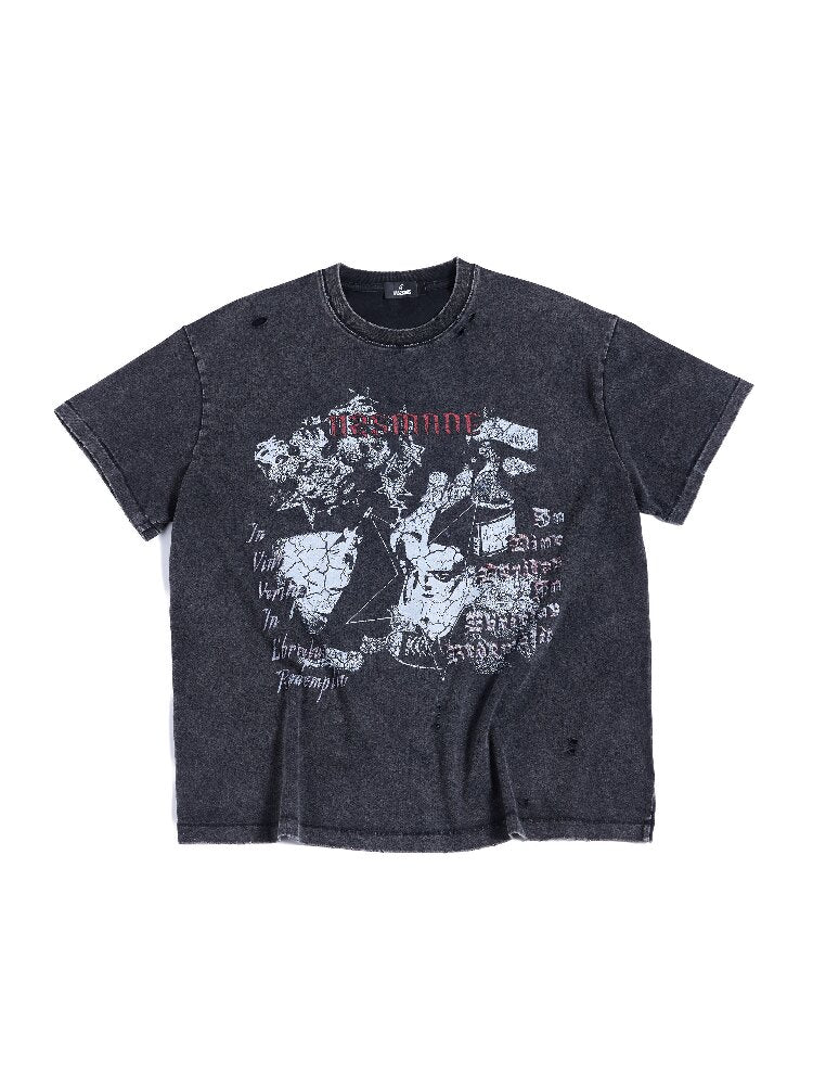 Washed Destruction Single Stitch Cotton Tee【s0000016955】