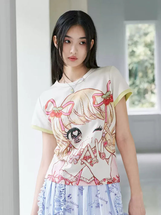 American Girl Printed T-Shirt【s0000012357】
