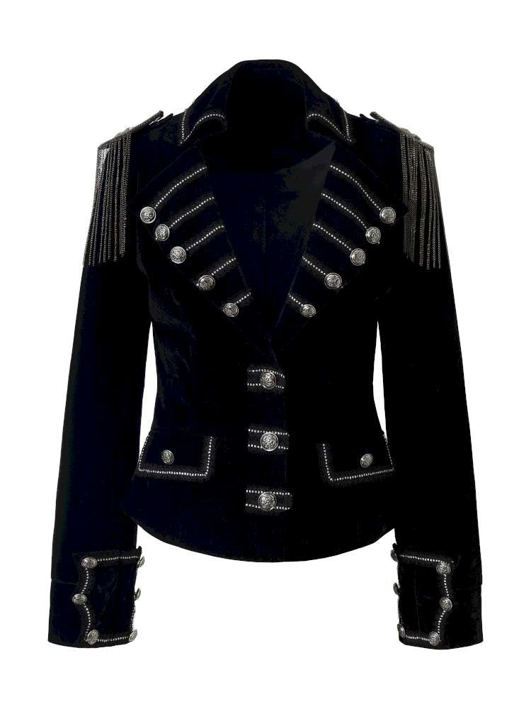 Waist-Defining Flocked Suit Jacket【s0000014458】